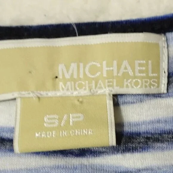 Michael Kors Blue Top w/ Side Ruffles Size Small - Picture 3 of 5